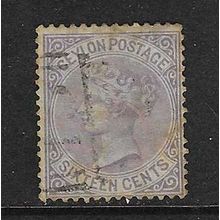 CEYLON 1872-80 QUEEN VICTORIA WATER MARK CROWN CC 16c PALE VIOLET USED SG126