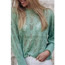 Green Sheer Knitted Pointelle Sweater