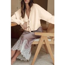 Jet Stream Bowknot Front Loose V Neck Knitted Cardigan