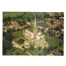 SALISBURY CATHEDRAL FROM THE AIR, WILTSHIRE unused vintage postcard =