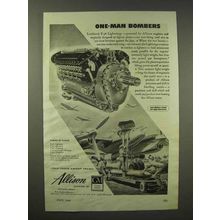1945 GM Allison Engines Ad - P-38 Lightning Bombers
