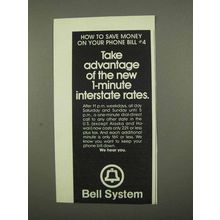 1975 Bell Telephone Ad - New 1-Minute Interstate Rates