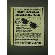 1979 U.S. Optics Pilot Glasses Ad - Inventory adjustment special!