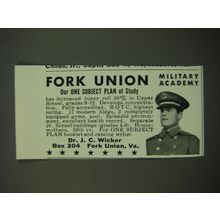 1956 Fork Union Military Academy Ad - Our One Subject Plan of Study