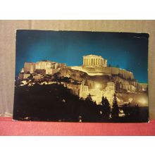 THE ACROPOLIS by night , ATHENS, GREECE unused postcard #