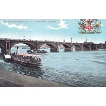 Steamer Ship at Waterloo Bridge London Antique Postcard