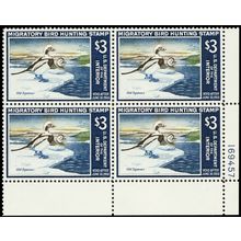 RW34, Mint NH $3 XF Duck Plate Block of Four Stamps CV $550.00 - Stuart Katz