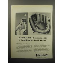 1957 Spalding A1 Dark Glove Ad - He'll hold the hot ones with a Spalding A1