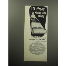 1957 Parker Lawn Sweeper Ad - 10 times faster than raking