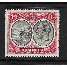 DOMINICA 1923 GV COLOUR CHANGE BLACK & SCARLET 1d MINT SG73