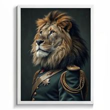 Lion Soldier Wall Art Print Animal Vintage Lion Soldier Artwork Print Big Cat Po