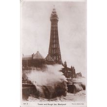 ED 291 BLACKPOOL - TOWER AND ROUGH SEA. RP POSTCARD