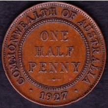 1927 Australia 1 Half Penny Coin