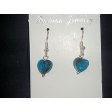 Lovely small emerald green faceted heart hook earrings