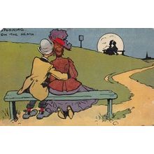 Spooning Kissing On The Village Green Heath Antique Comic Humour Postcard