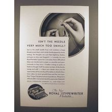 1930 Royal Portable Typewriter Ad - Needle Too Small