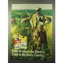 1971 Marlboro Cigarettes Ad - Marlboro Man, Cowboy Riding Horse