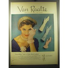 1950 Van Raalte Nylon Sheerio Gloves Ad - Come-Hither look in Nylon Sheerio