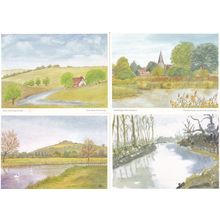 River Itchen Stockbridge Test Ashe 4x Hampshire WI Painting Postcard s