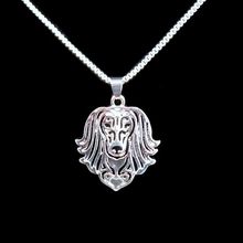 Long Coat Long Haired Dog Head Pendant Necklace Gift idea