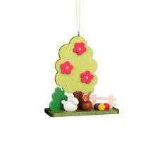 11-0610 - Christian Ulbricht Ornament - Rabbit Couple at Tree - 3.25" x 2.8"W...