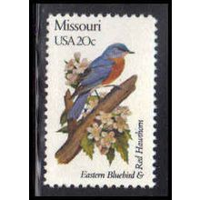 1977A 20c Birds/Flowers of Missouri Fine MNH Dry Gum V1960 (8)