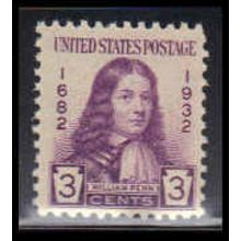 724 3c William Penn Fine MNH O3411