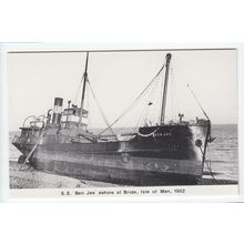 SS Ben Jee Ashore at Bride Isle of Man Reproduction Postcard 660X