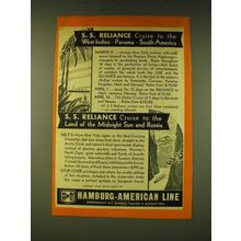 1933 Hamburg-American Line Cruise Ad - S.S. Reliance cruise to the West Indies