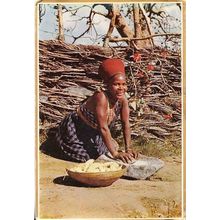 Zulu Woman Natal Cooking Africa African Tribe Fruit Basket Rare Photo Postcard