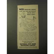 1953 National City Bank Travelers Checks Ad - NCB travelers checks cure