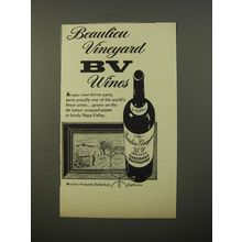 1954 BV Beaulieu Vineyard Cabernet Sauvignon Advertisement