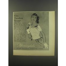 1956 Bloomingdale's Tycora Sweaters Ad - Give Theodora Tycora