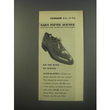 1956 Saks Fifth Avenue Alan McAfee Shoes Ad - On the wing of spring