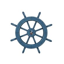 Rustic All Light Blue Decorative Ship Wheel With Seagull 18""