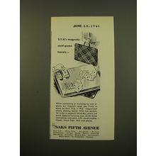 1961 Saks Fifth Avenue Magnetic Card Game Advertisement