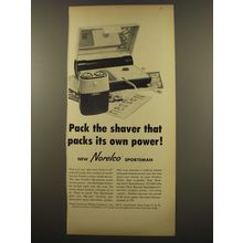 1961 Norelco Sportsman Shaver Ad - Pack the shaver that packs its own power