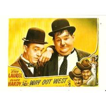 Cinema WAY OUT WEST Laurel & Hardy Poster Art Postcard (MRP/130)