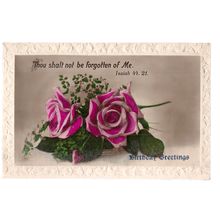 BIRTHDAY GREETINGS .used vintage postcard roses not posted