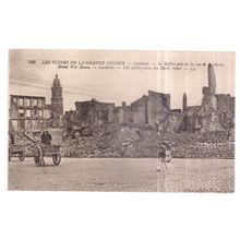 WW1 ruins, CAMBRAI, FRANCE used antique postcard. 1920 postmark =