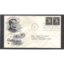 FDC Art Craft 1282 4c Abraham Lincoln Pair (Cachet-Typed/A) CV39817