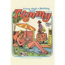 Lilo Sunbathing By Transistor Radio Holiday 1970s Tammy Comic Postcard