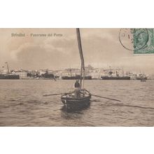 Sailing Rowing Boat Brindisi Panorama Italy Old Postcard