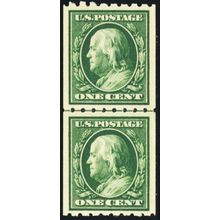390, Mint VF/XF NH 1¢- Coil Line Pair * Stuart Katz