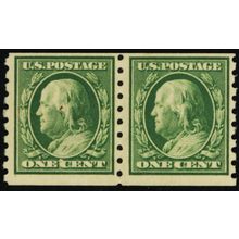 392, Mint VF NH 1¢ Coil Pair (Tiny scuff & inclusion on left stamp) Stuart Katz