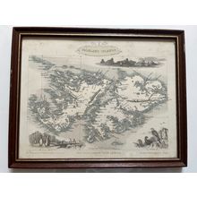 VINATGE JOHN TALLIS FALKLAND ISLANDS FRAMED MAP