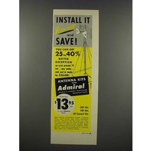 1954 Admiral Antenna Kits Ad - Install it Yourself and Save!
