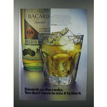 1971 Bacardi Rum Ad - You Don't Have To Mix It