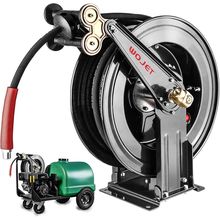 Pressure Washer Hose Reel 50 Ft X 3/8 In, Retractable Hose Reel for Water/Air/Oi