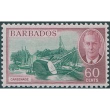 Barbados 1950 60c. green & claret SG280 unused